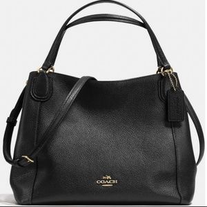 New Coach Black Leather Edie Shoulder Bag